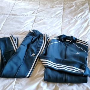 Adidas teal track suit jacket and pants